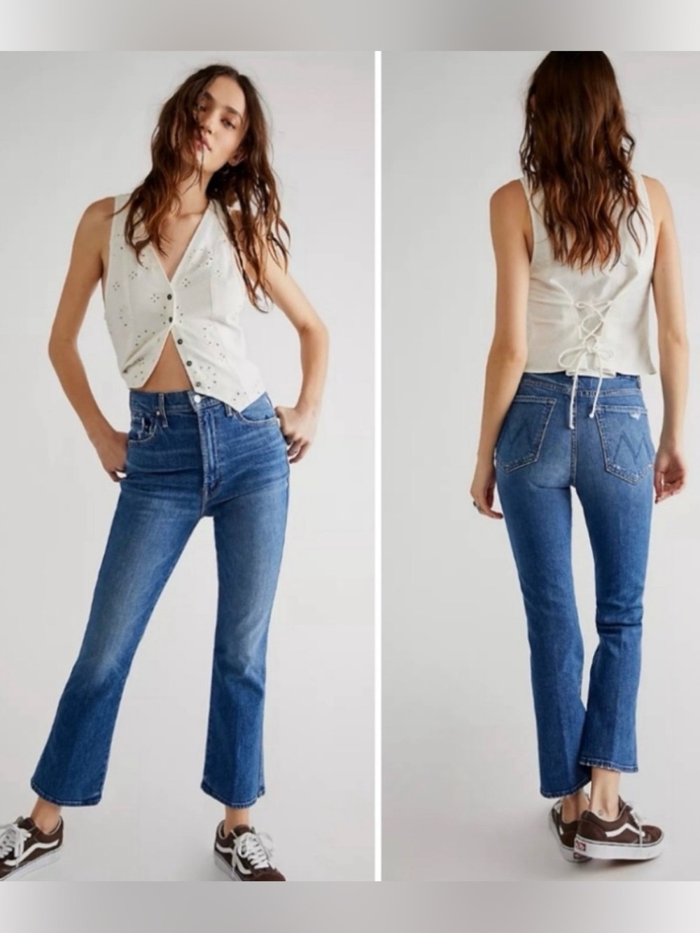 MOTHER Superior High Waisted Smokin Double Ankle Broken Record Jeans Size 26